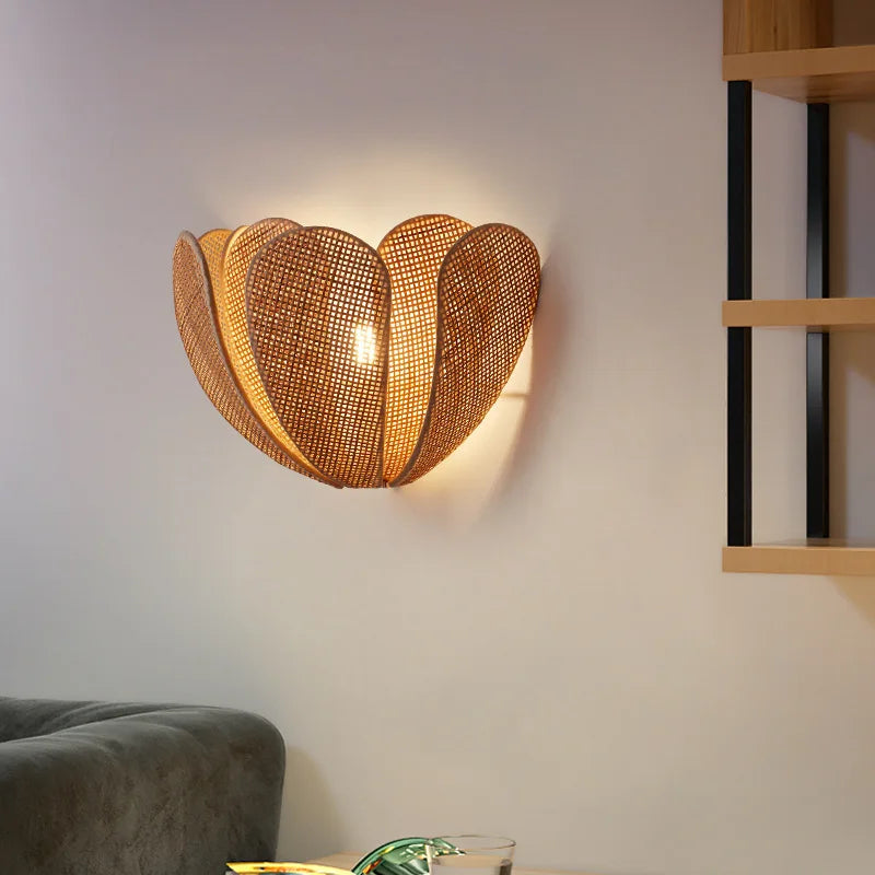 Applique Murale LED en Rotin au Design Nordique Japonais Moderne