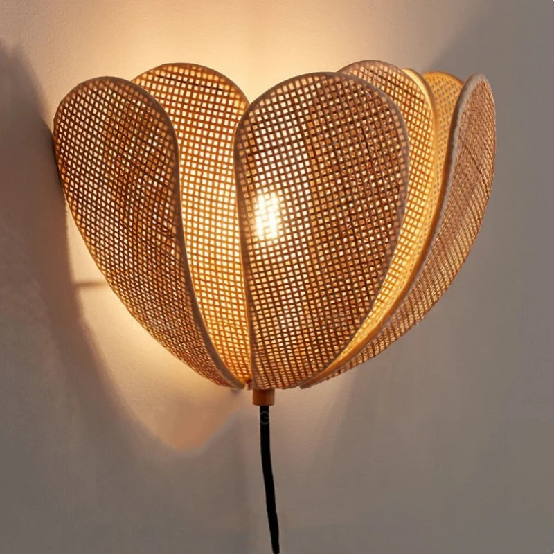 Applique Murale LED en Rotin au Design Nordique Japonais Moderne