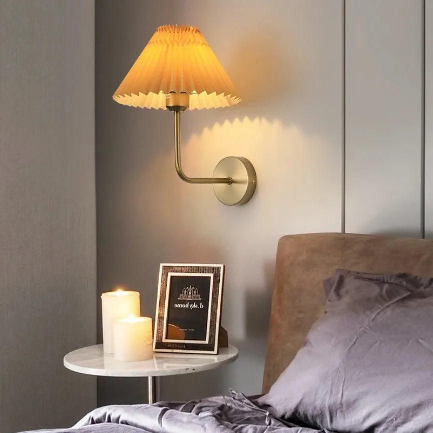Applique Murale LED en Tissu Plissé Design Nordique Minimaliste