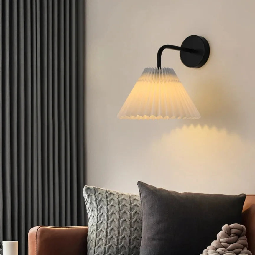 Applique Murale LED en Tissu Plissé Design Nordique Minimaliste
