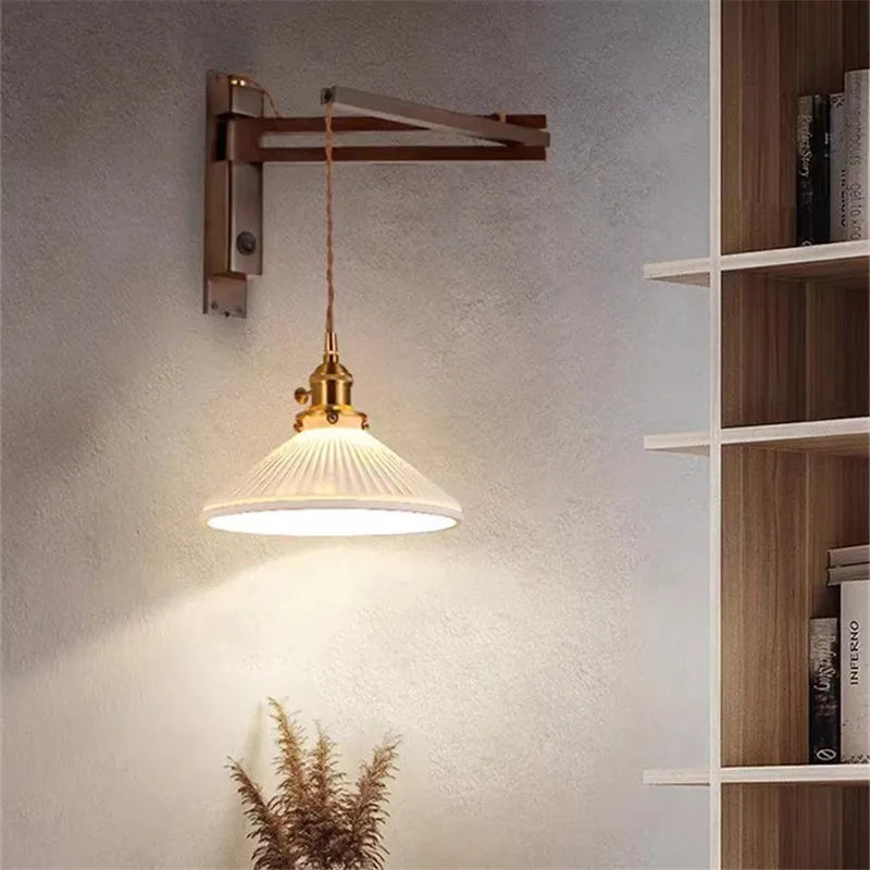 Applique murale japonaise en bois Mid Century