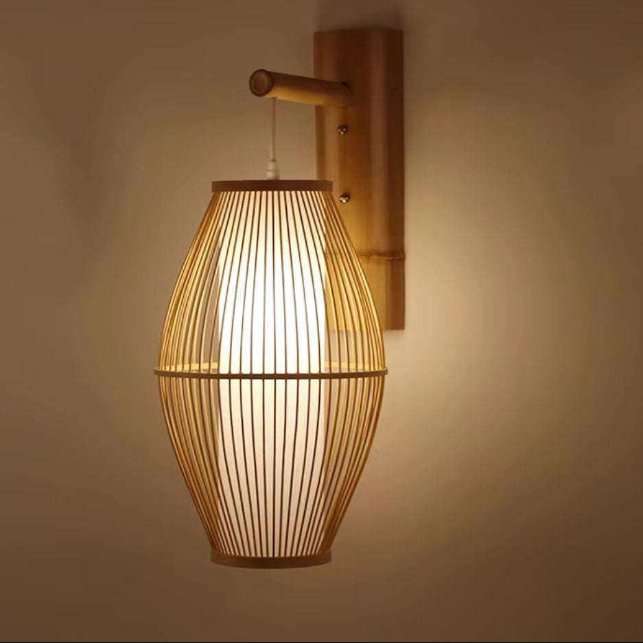 Applique Murale en Bambou et Rotin Japonisante