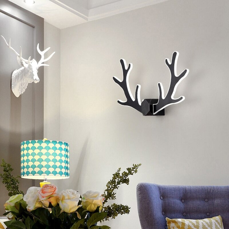 Applique murale originale LED en forme de bois de cerf Mon Applique Noir