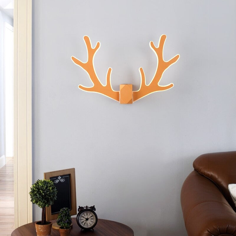 Applique murale originale LED en forme de bois de cerf Mon Applique Orange