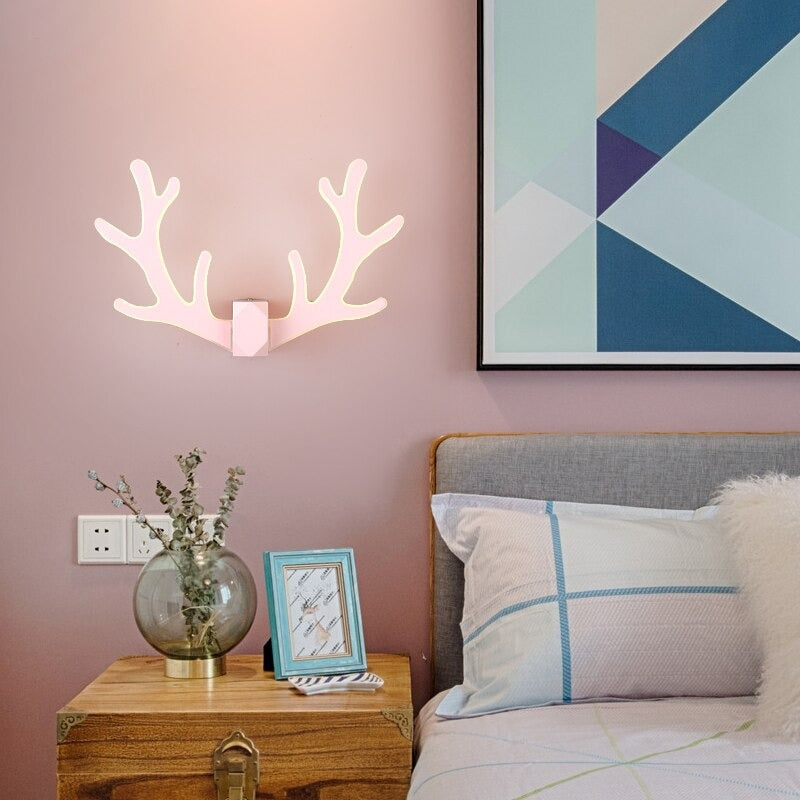 Applique murale originale LED en forme de bois de cerf Mon Applique Rose