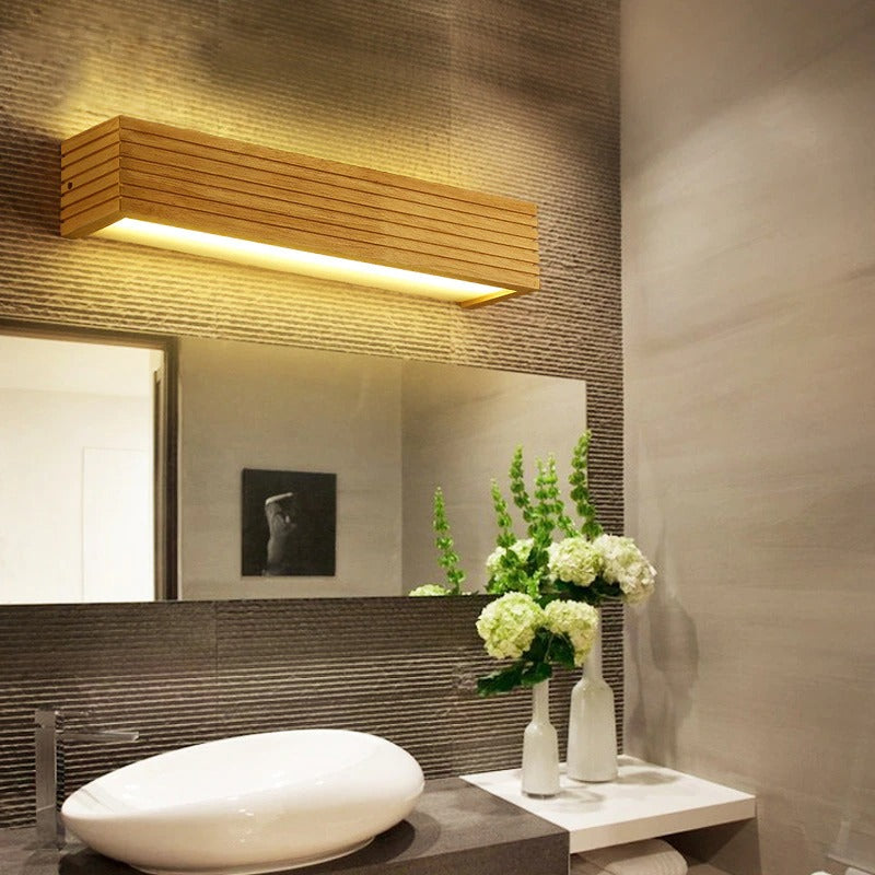 Applique murale salle de bain LED bois design japonais