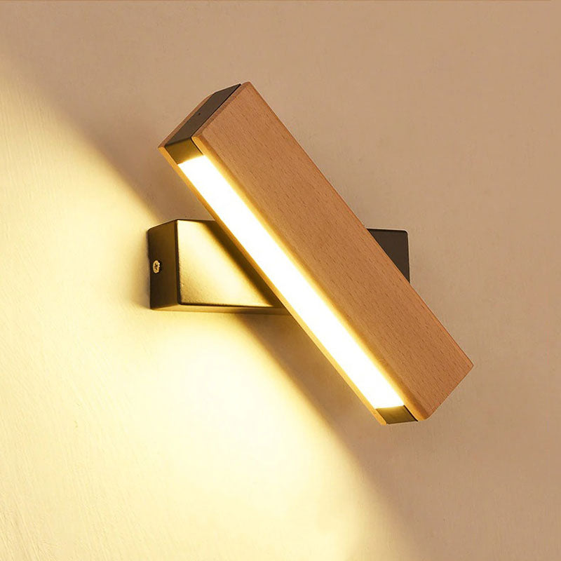 Applique murale tête de lit LED minimaliste bois orientable Mon Applique Noire 21cm