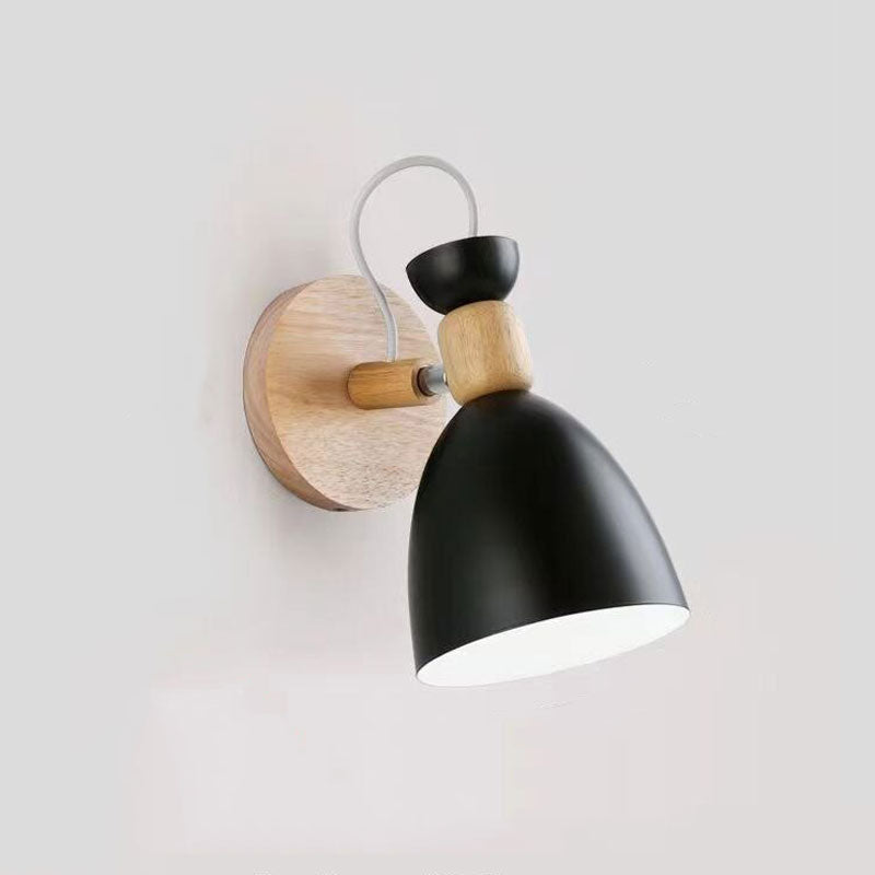 Applique murale scandinave bois et abat-jour métal moderne Mon Applique Noir