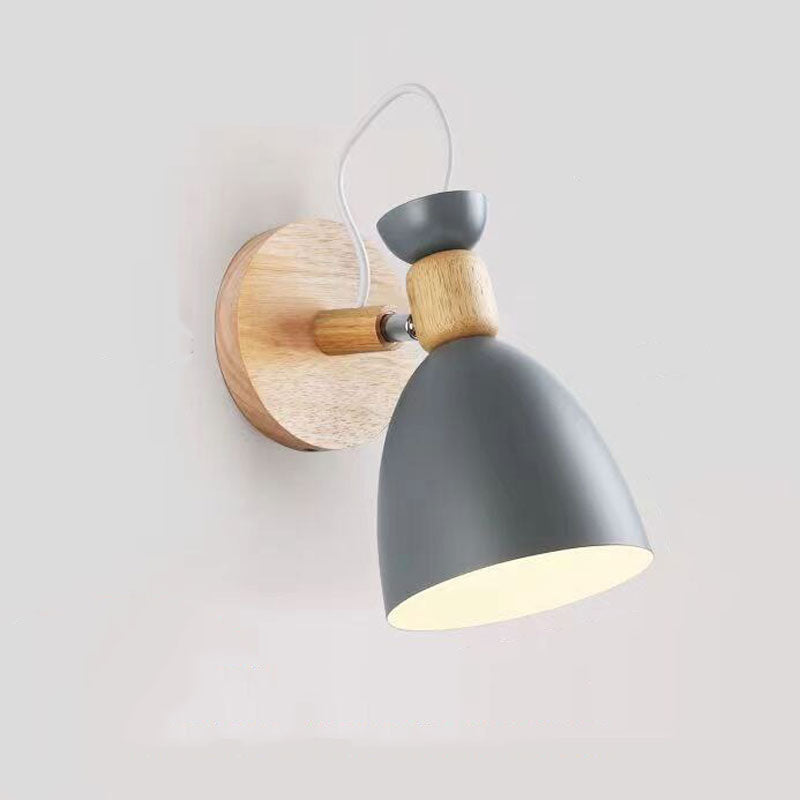 Applique murale scandinave bois et abat-jour métal moderne Mon Applique Gris