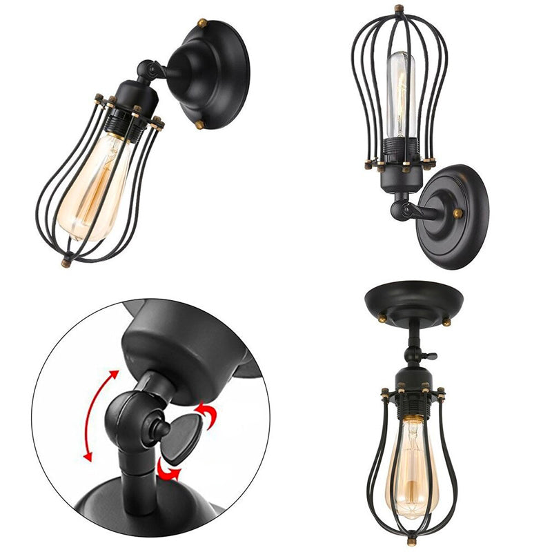 Applique murale industrielle rétro en forme de cage Mon Applique