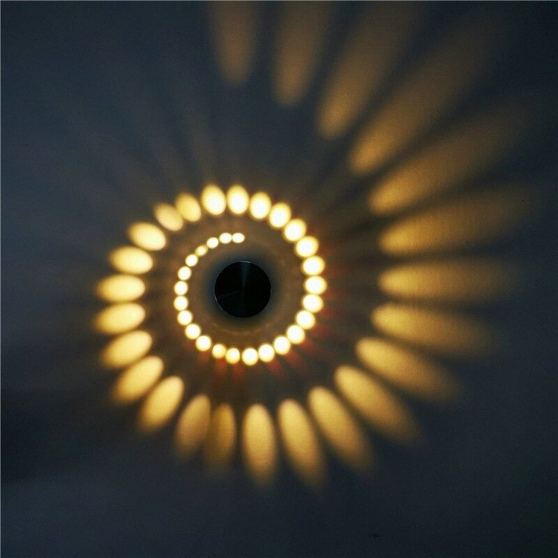 Applique murale LED spirale projettée Mon Applique Lumière Chaude