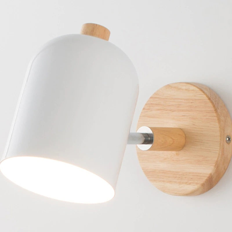 Applique murale scandinave bois abat-jour arrondi Mon Applique Blanc Sans