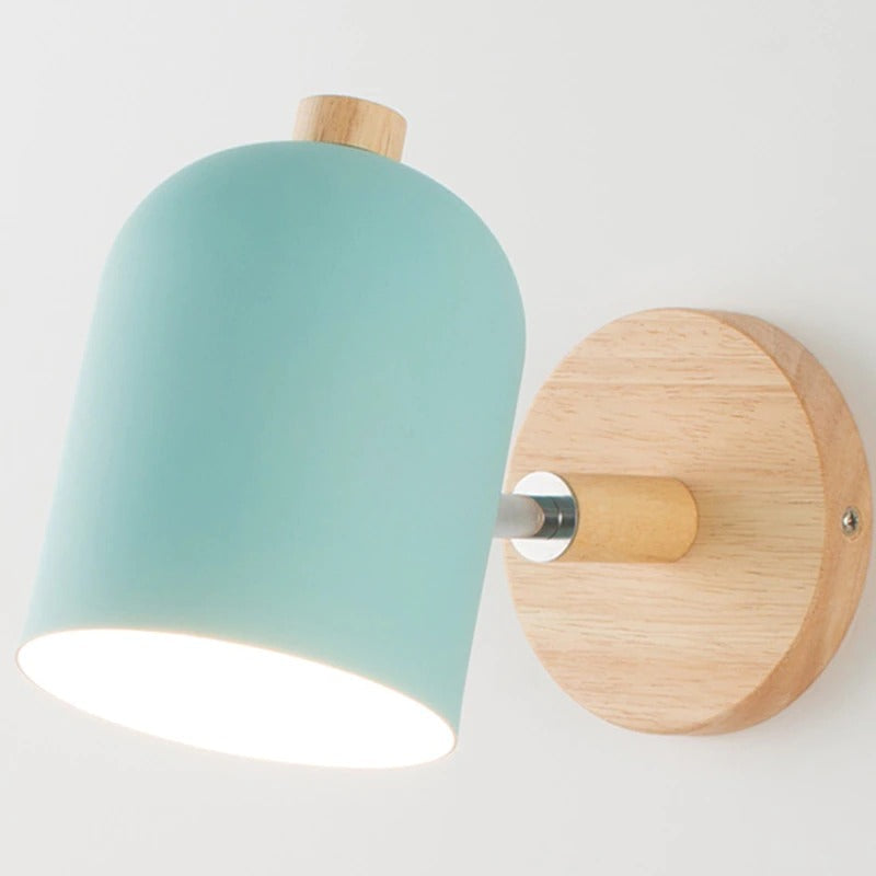 Applique murale scandinave bois abat-jour arrondi Mon Applique Bleu Sans