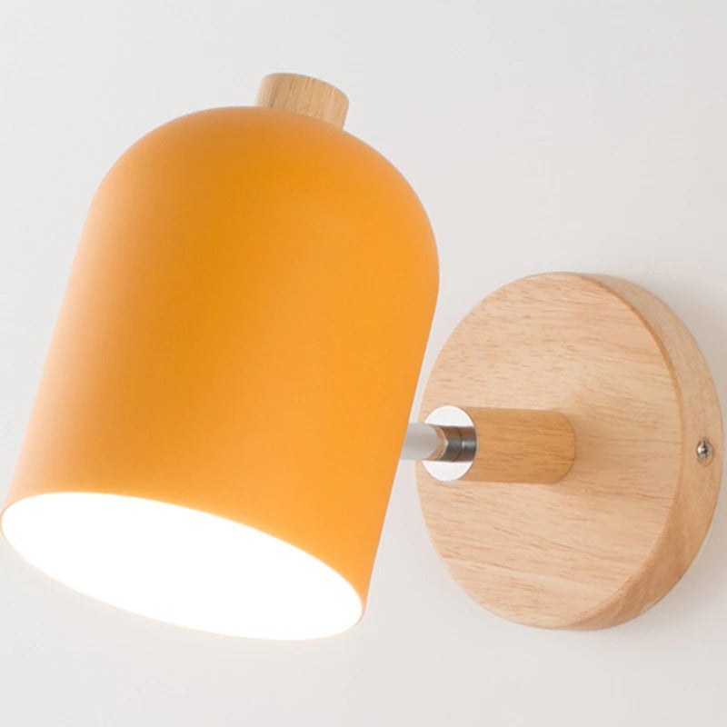 Applique murale scandinave bois abat-jour arrondi Mon Applique Orange Sans