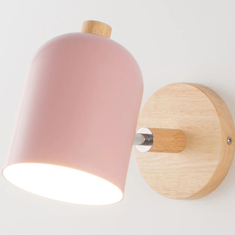 Applique murale scandinave bois abat-jour arrondi Mon Applique Rose Sans