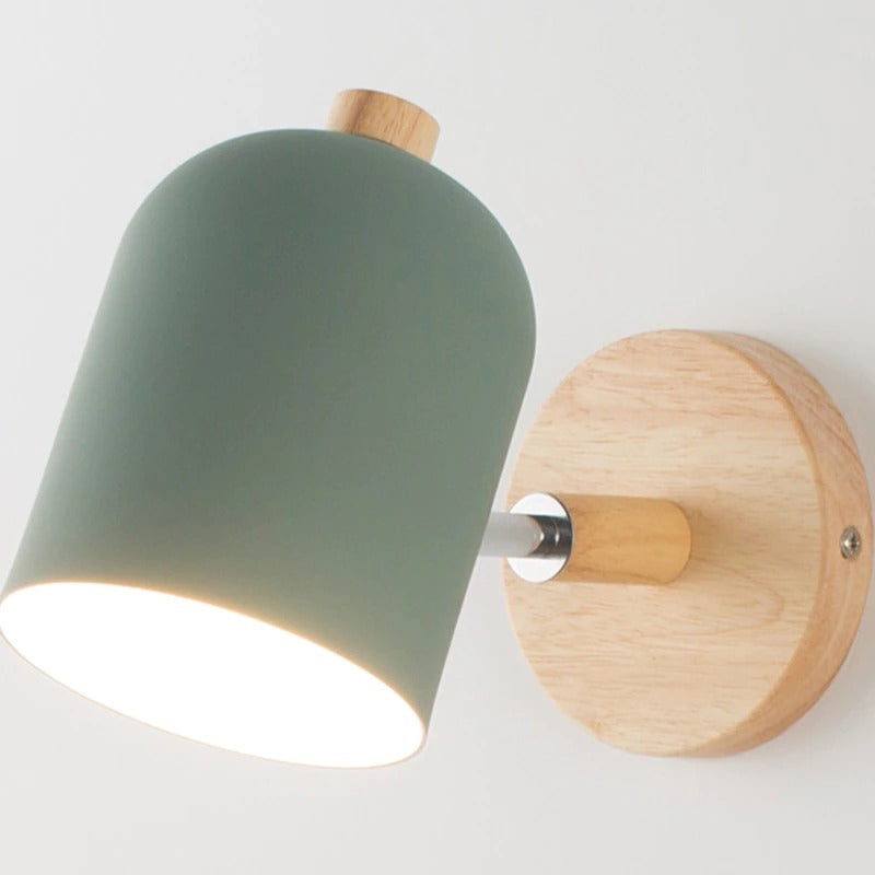 Applique murale scandinave bois abat-jour arrondi Mon Applique Vert Sans