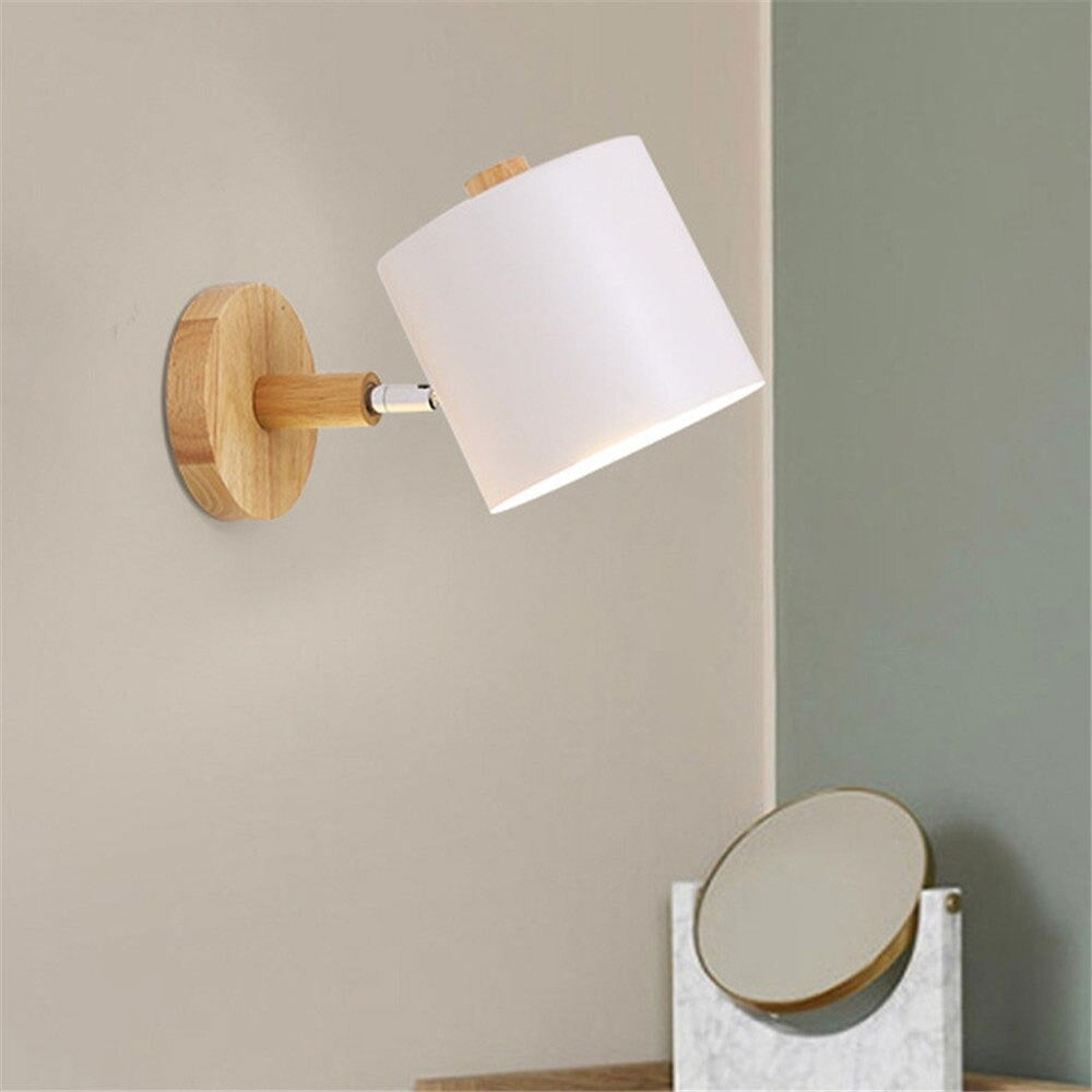 Applique murale scandinave bois et abat-jour rond Mon Applique Blanc