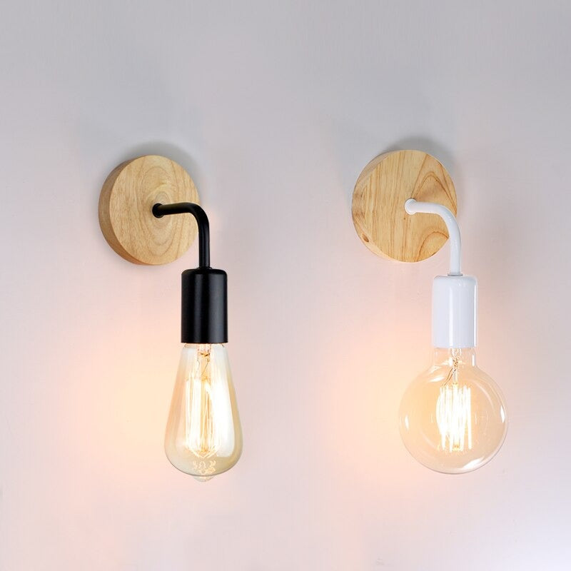 Applique murale industrielle scandinave bois et métal Mon Applique Noir