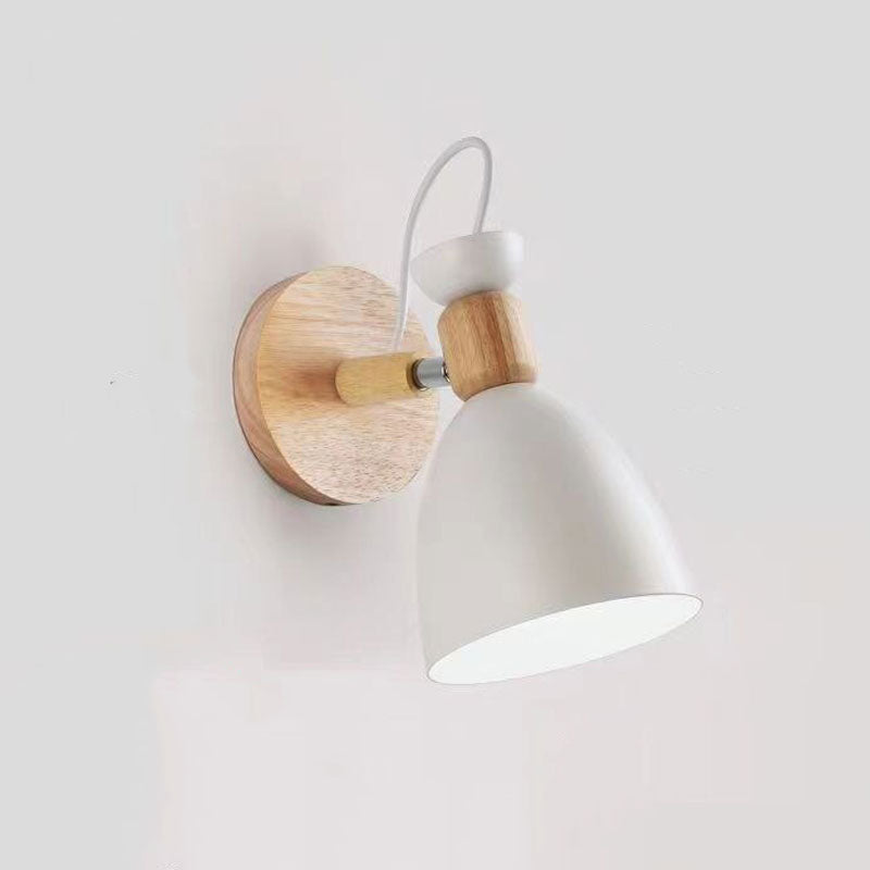 Applique murale scandinave bois et abat-jour métal moderne Mon Applique Blanc