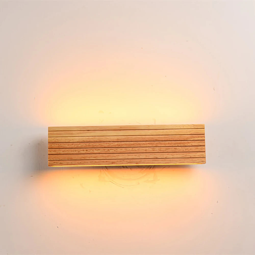 Applique murale LED en bois de chêne massif au design japonais moderne