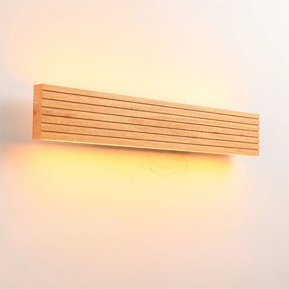 Applique murale LED en bois de chêne massif au design japonais moderne