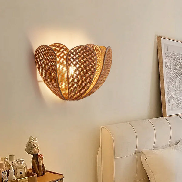 Applique Murale Rotin Naturel Éclairage Intérieur - Style Moderne Boho