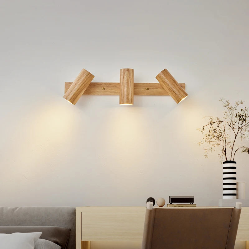 Applique murale LED rotative en bois nordique