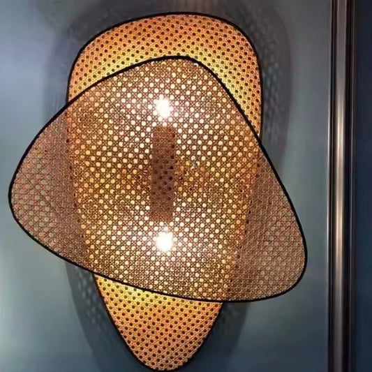 Applique Murale Cannage Double En Rotin Naturel