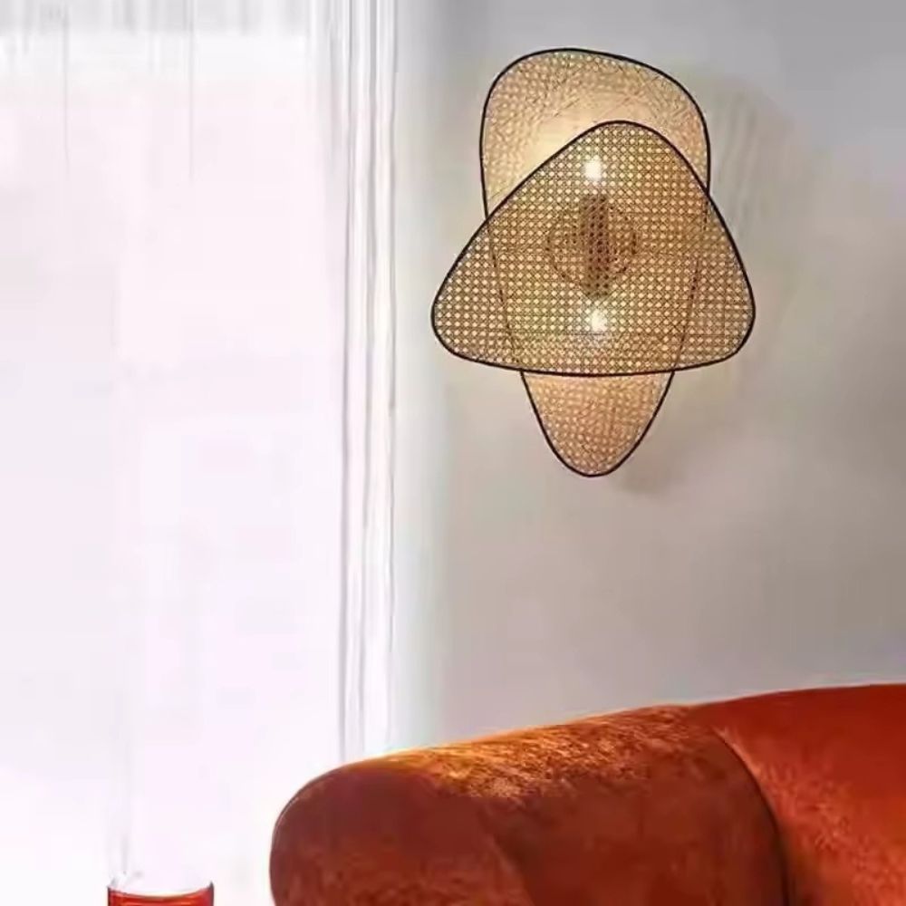 Applique Murale Cannage Double En Rotin Naturel