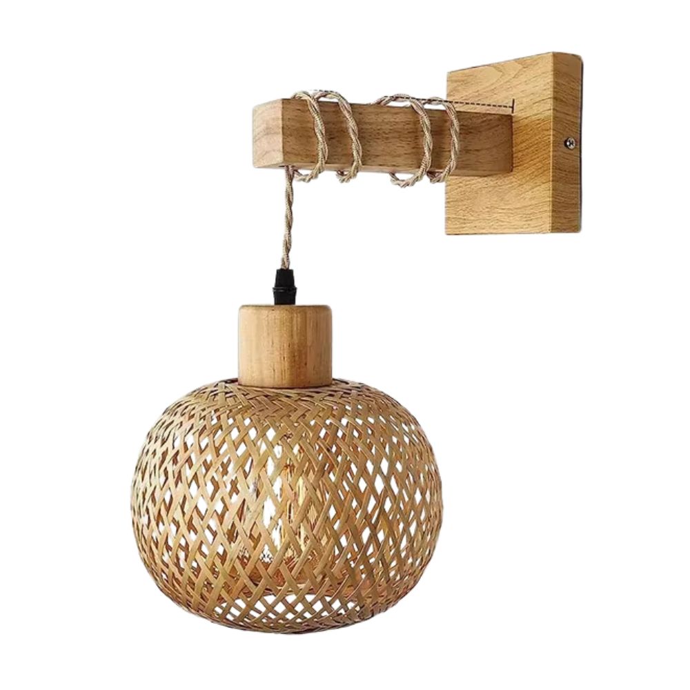Applique Murale Cannage Globe Bambou Suspendu