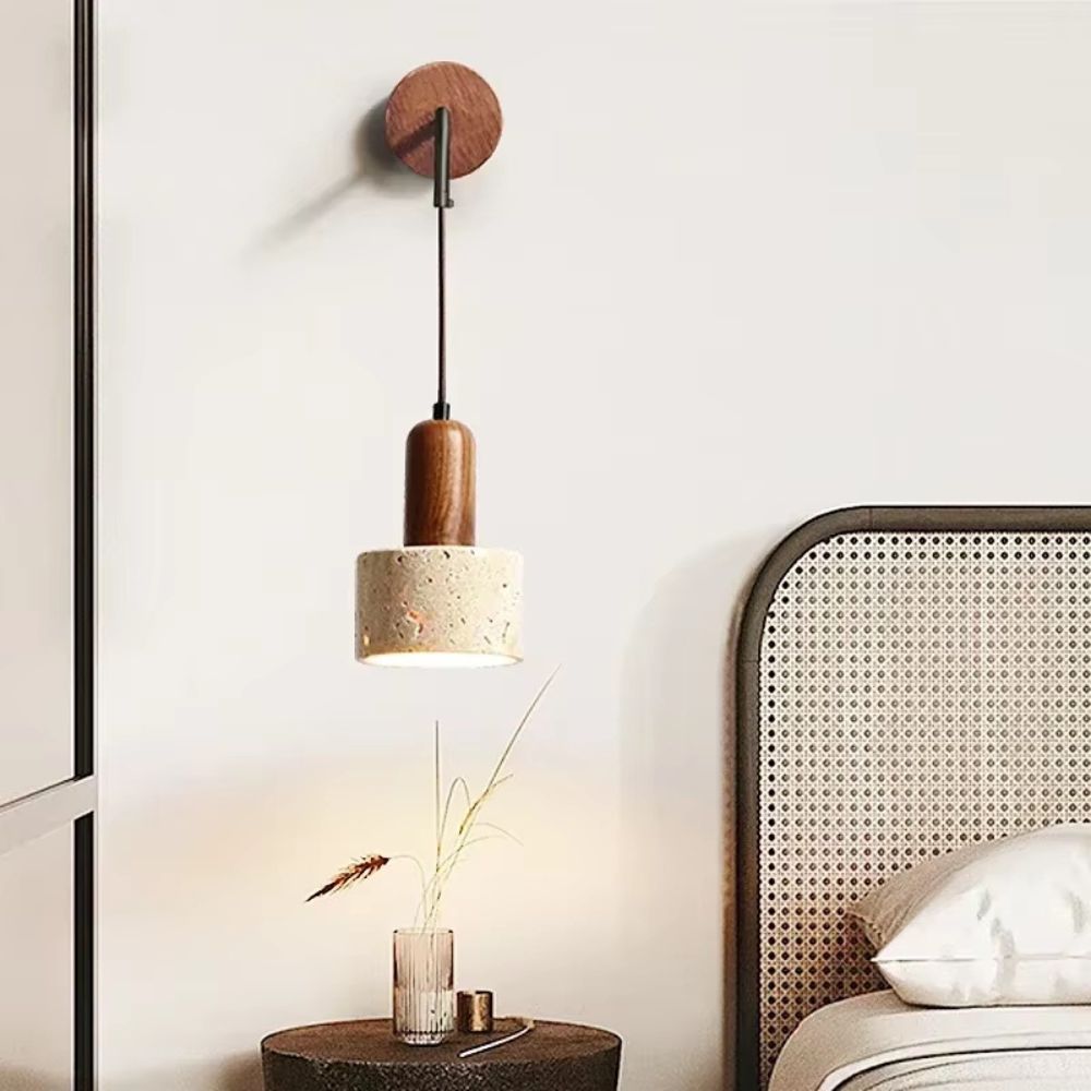 Applique Murale En Pierre Et Bois Suspendue Naturelle