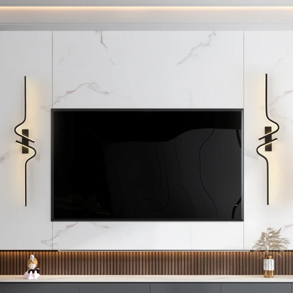 Applique Murale LED Ondulée en Aluminium Noir