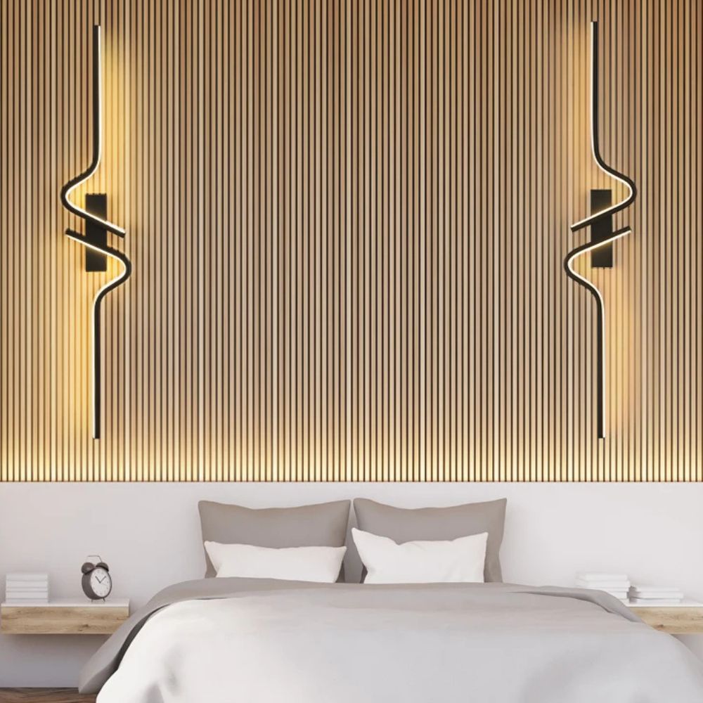 Applique Murale LED Ondulée en Aluminium Noir