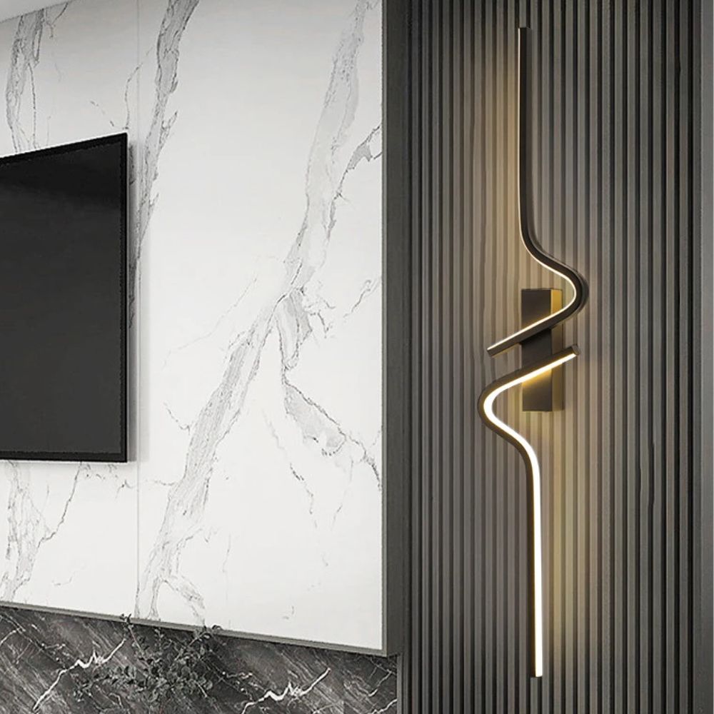 Applique Murale LED Ondulée en Aluminium Noir