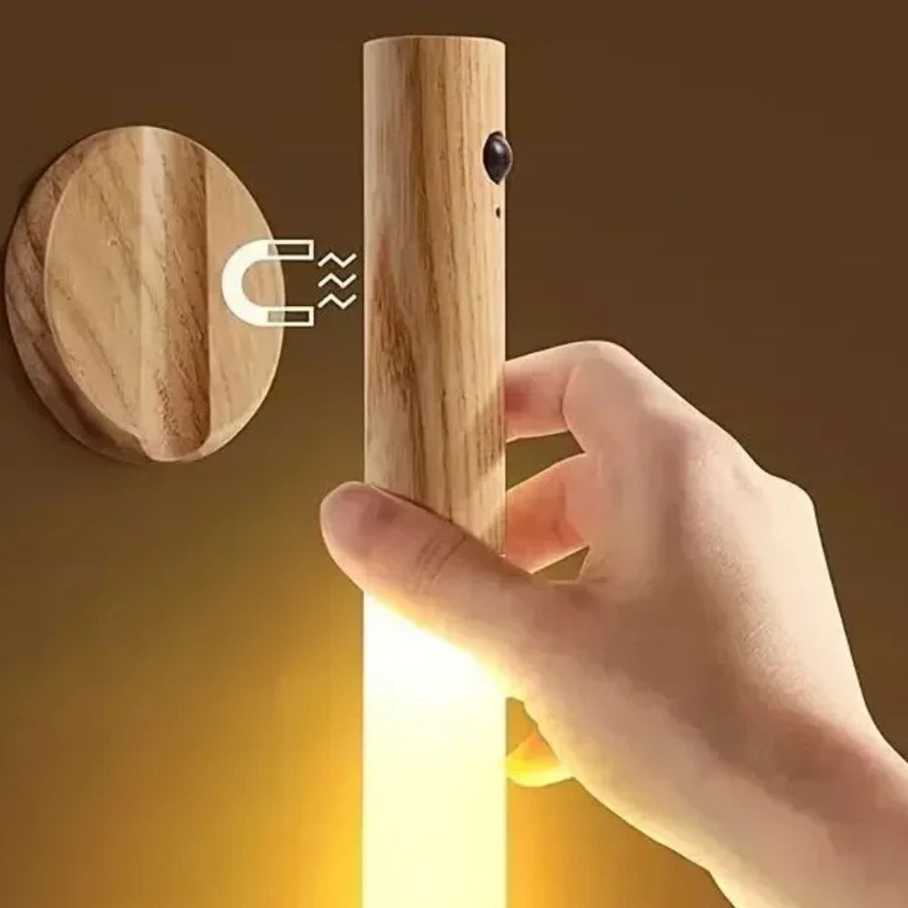 Applique Murale LED avec Capteur de Mouvement en Noyer