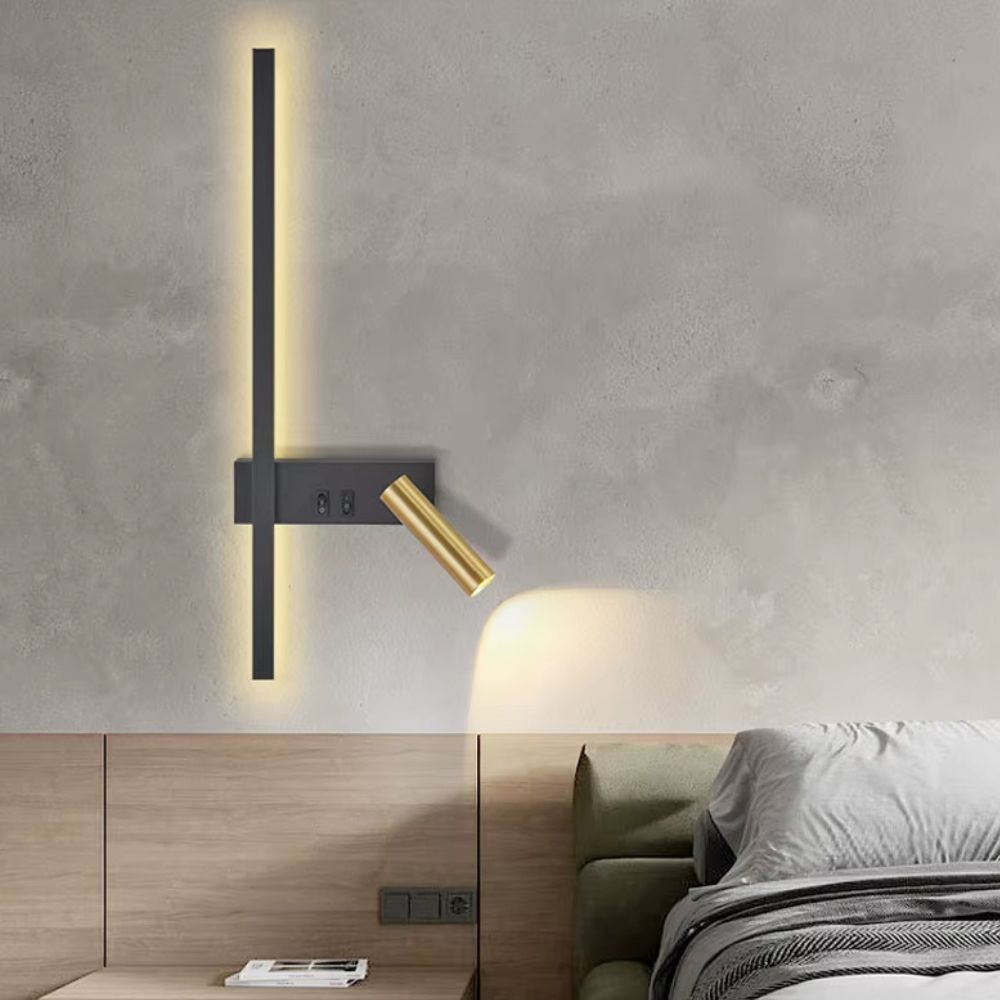 Applique Murale LED en Aluminium Noir et Laiton