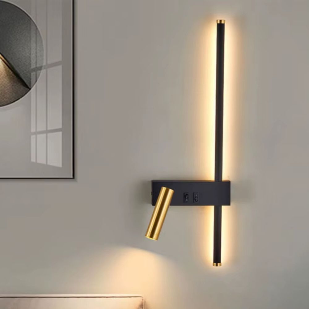 Applique Murale LED en Aluminium Noir et Laiton