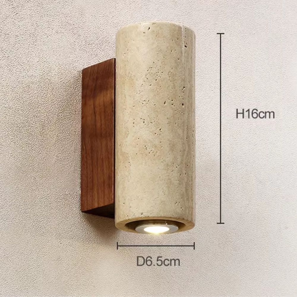 Applique Murale en Marbre Cylindrique et Bois