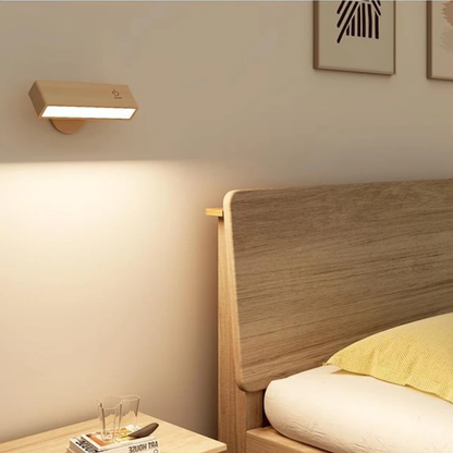 Applique murale liseuse sans fil en bois avec télécommande