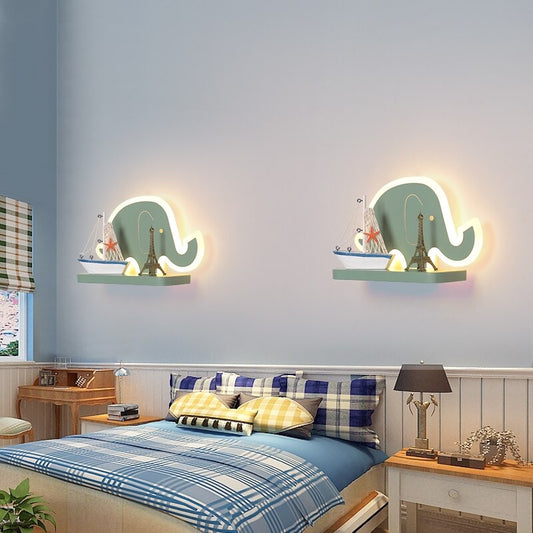 Applique murale chambre enfant LED dessin animé Maison et jardin Mon Applique Éléphant  