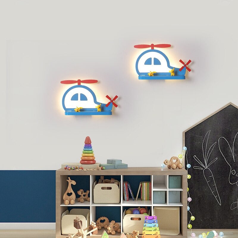 Applique murale chambre enfant LED dessin animé Maison et jardin Mon Applique Helicoptère  